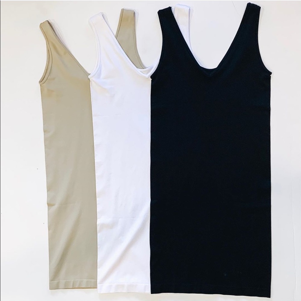 SEAMLESS TANK DRESS-WHITE